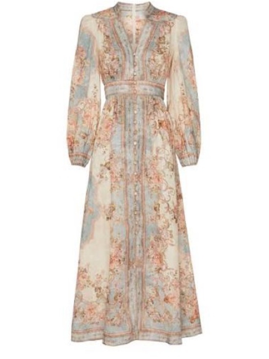 Zimmermann Dresses & Skirts - Zimmermann Cream and Pastel Blue Floral Midi Dress